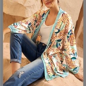 Ivory & Aqua Puff Sleeve Kimono - 4x